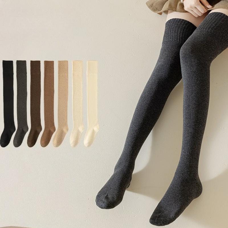 Women's Calf Socks Cotton Autumn and Winter Knee-high Socks Long Stockings Anti-odor and Sweat-absorbing JK Socks