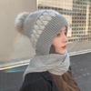 Women Korean Style Scarf Student Hat Integrated Earmuffs Cap Sleeve Plush Winter