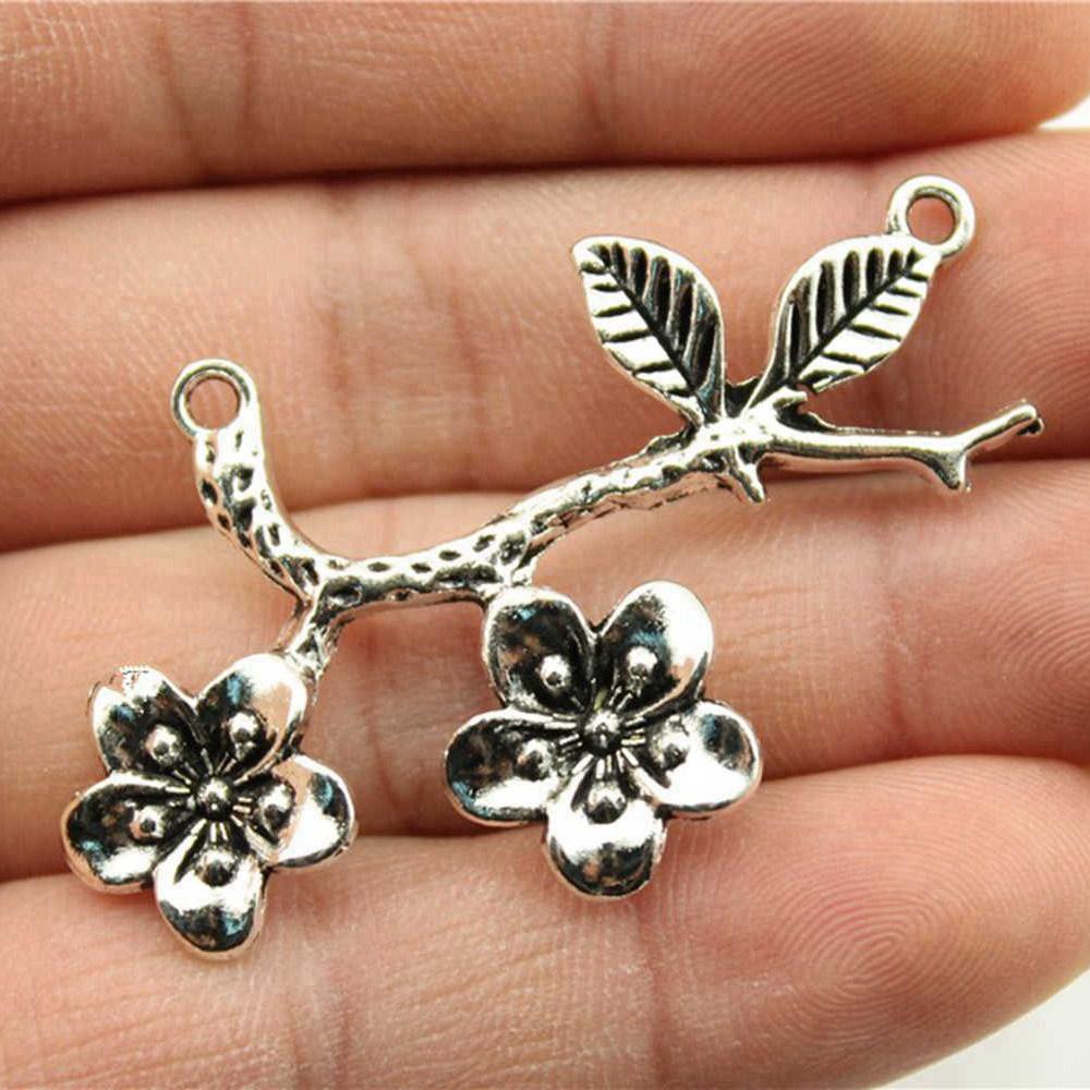 Flower Petal Connectors Botanical Themed Antique Bronze Zinc Alloy Jewelry Making Connect Charms Extender Connectors