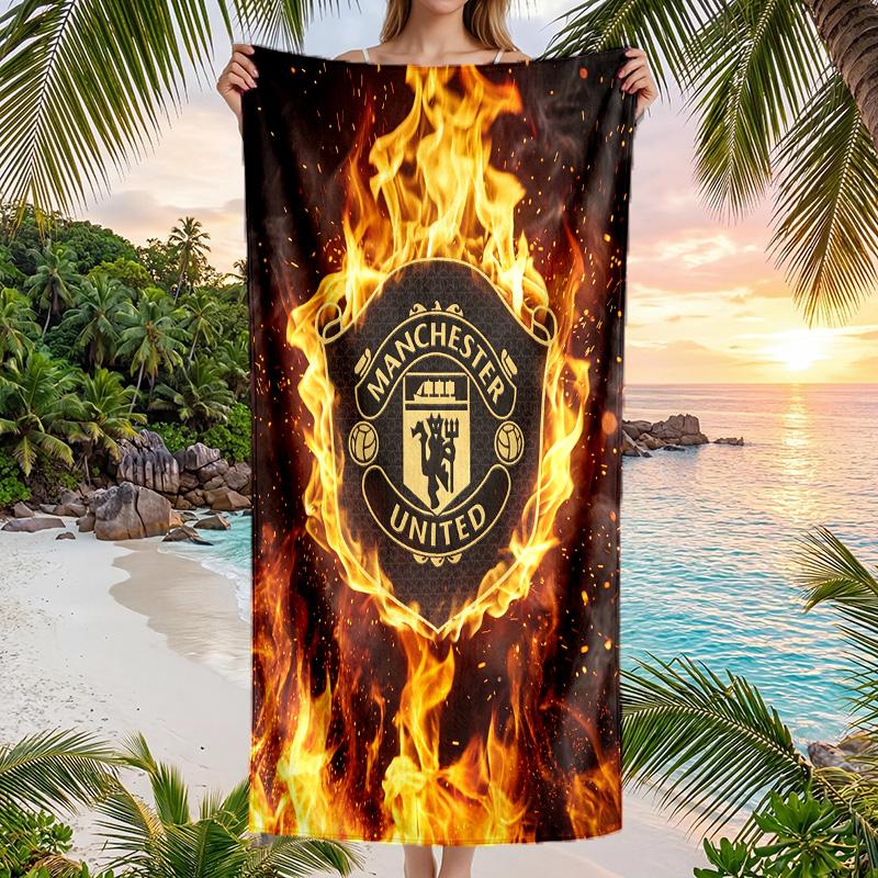 Telo da Spiaggia Asciugatura Rapida Manchester United FC Stampa Microfibra Assorbente Portatile da Viaggio per Nuoto