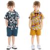Blumenblatt-Print Kurzarm-Hemd Set für Jungen - Europäischer & Amerikanischer Stil