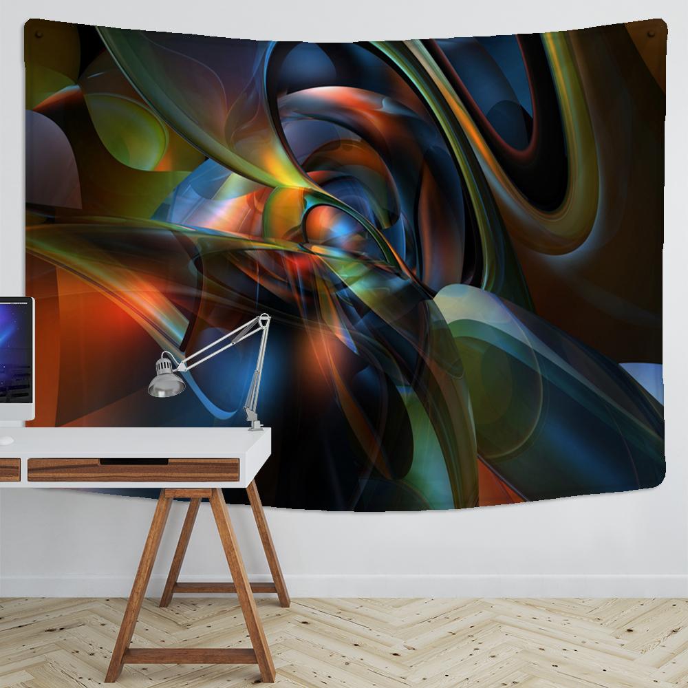 Tapiserie cu tunel spațial-timp tridimensional, agățat pe perete, linii geometrice, hippie, boem, magie, misterios, decor pentru sufragerie