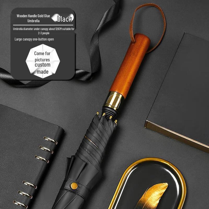 HANDUNYOU Large Automatic Two-Person Straight Handle Business Umbrella