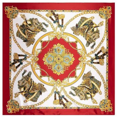 90*90cm Luxury Brand Women Silk Scarfs Royal Style Square Scarves Horseshoe  and Chain Printing Shawls For Ladies