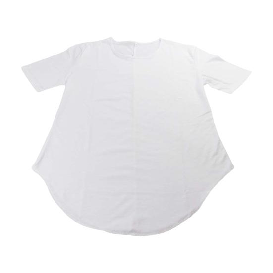 Summer Men T-shirt Round Neck Pure Color Irregular Hem Short Sleeve Slim Fit Pullover Mid Length Casual