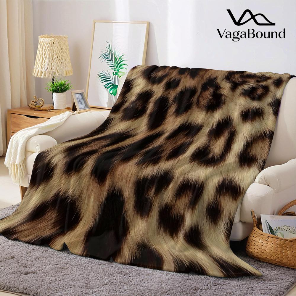 Savanna Leopard Print Flannel Blanket Warm Soft Halloween Christmas Couch Warm Cozy Decorative Decor Gift for All Season
