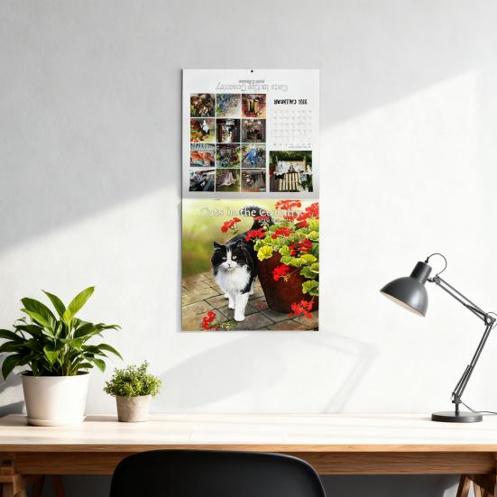 Gatos no Campo Calendário 2026 12 Meses Jan a Dez Planejador Mensal Semanal Decoração Calendário de Parede para Casa Escritório