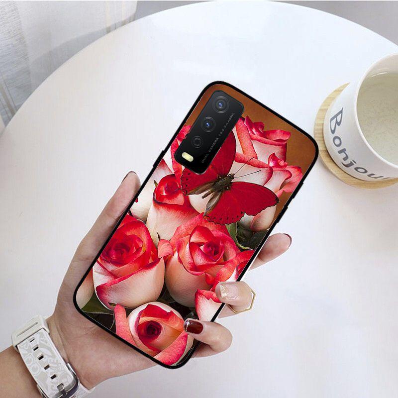 Red Butterfly Roses Flower Phone Cover For Vivo Y31 Y30 Y33S Y11S Y12S Y17 Y20 Y20S Y21S Y1S Y53S Y15 Y19 Y91C V23 Cases Coque