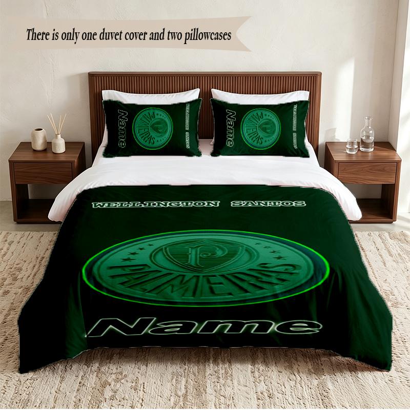 Sociedade Esportiva Palmeiras Personalisiertes Individuelles Name 3-teiliges Bettwäsche-Set Weiches Bettbezug-Set Für Schlafzimmer Wohnkultur