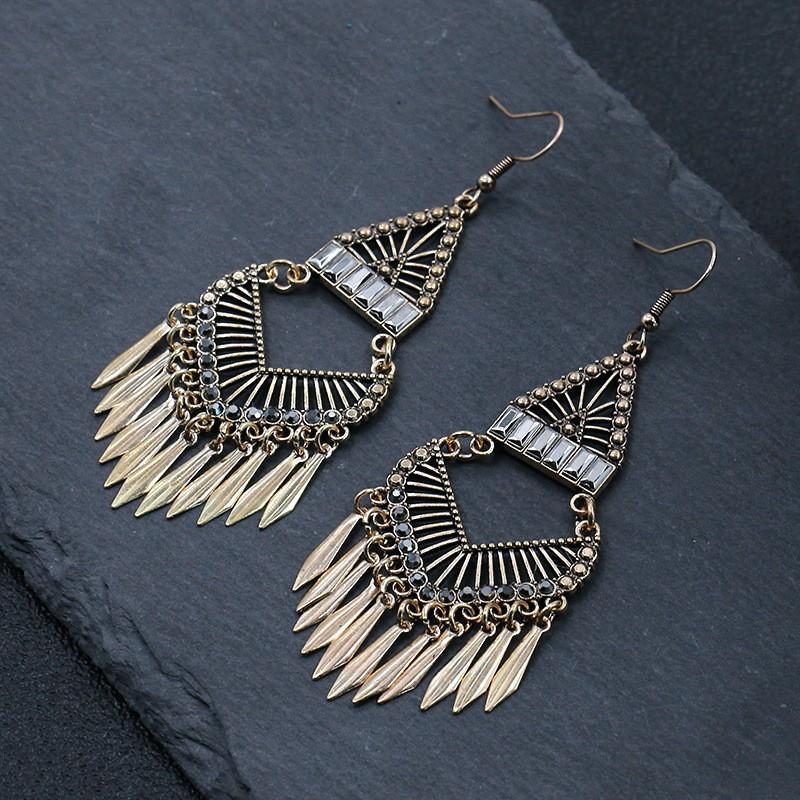 GemChic Women's New Vintage Zinc Alloy Tassel Long Fringe Earrings Ethnic Fashion Hook Earrings Birthday Christmas Jewelry Gift