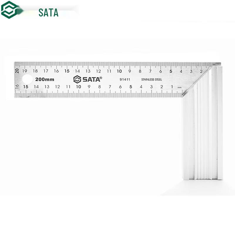 SATA Aluminum Handle Steel Square Ruler 200MM