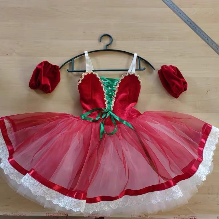 Children s Ballet Dance Costume, Red Fairy Tutu Skirt, Cherry Carrot, Professional Competition Performance, New, Autumn 110