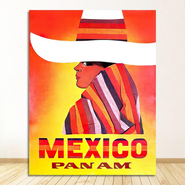 Poster Canvas Paintings Vintage Wall Kraft Posters Coated Wall Stickers Home Decorative Gift Mexico Mayan Pyramid Art Travel