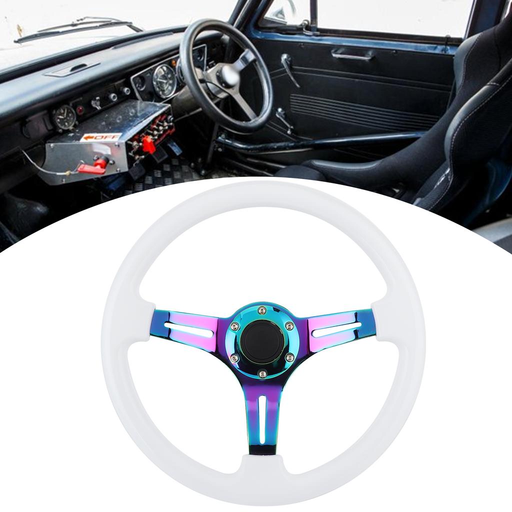14in 6‑Hole Racing Steering Wheel Colorful Spoke ABS Drifting Wheel Universal for Car