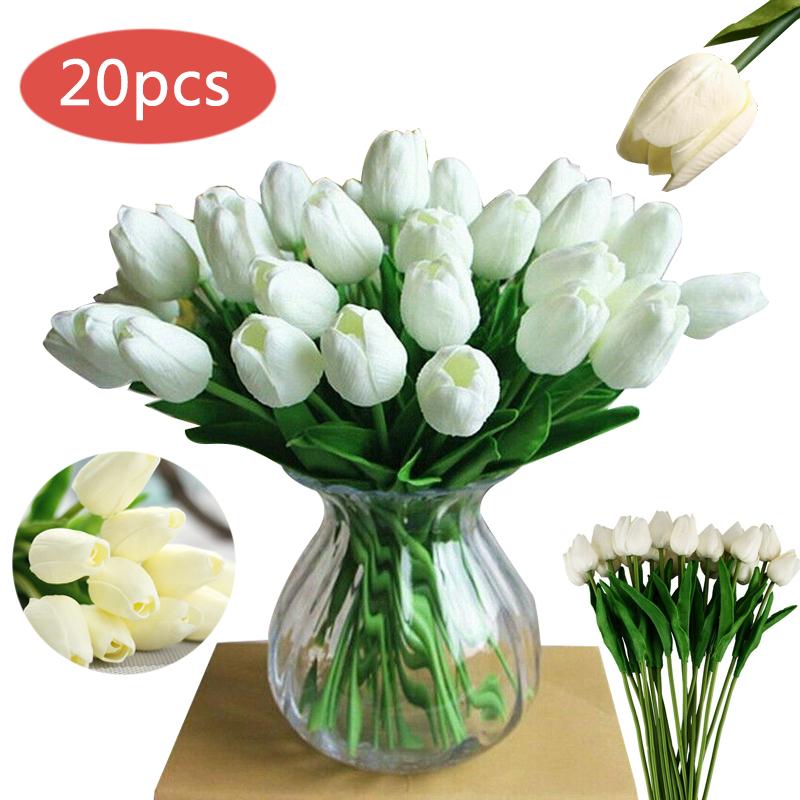 

Кали 20 шт. искусственные цветы тюльпана латексный фестиваль свадебный букет домашний декор
