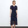 Retro Polka Dot Irregular Waist Printed Dress