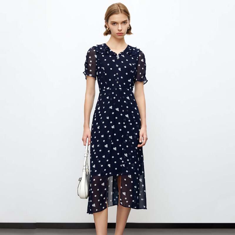 

JESSIE Retro Polka Dot Irregular Waist Printed Dress XL