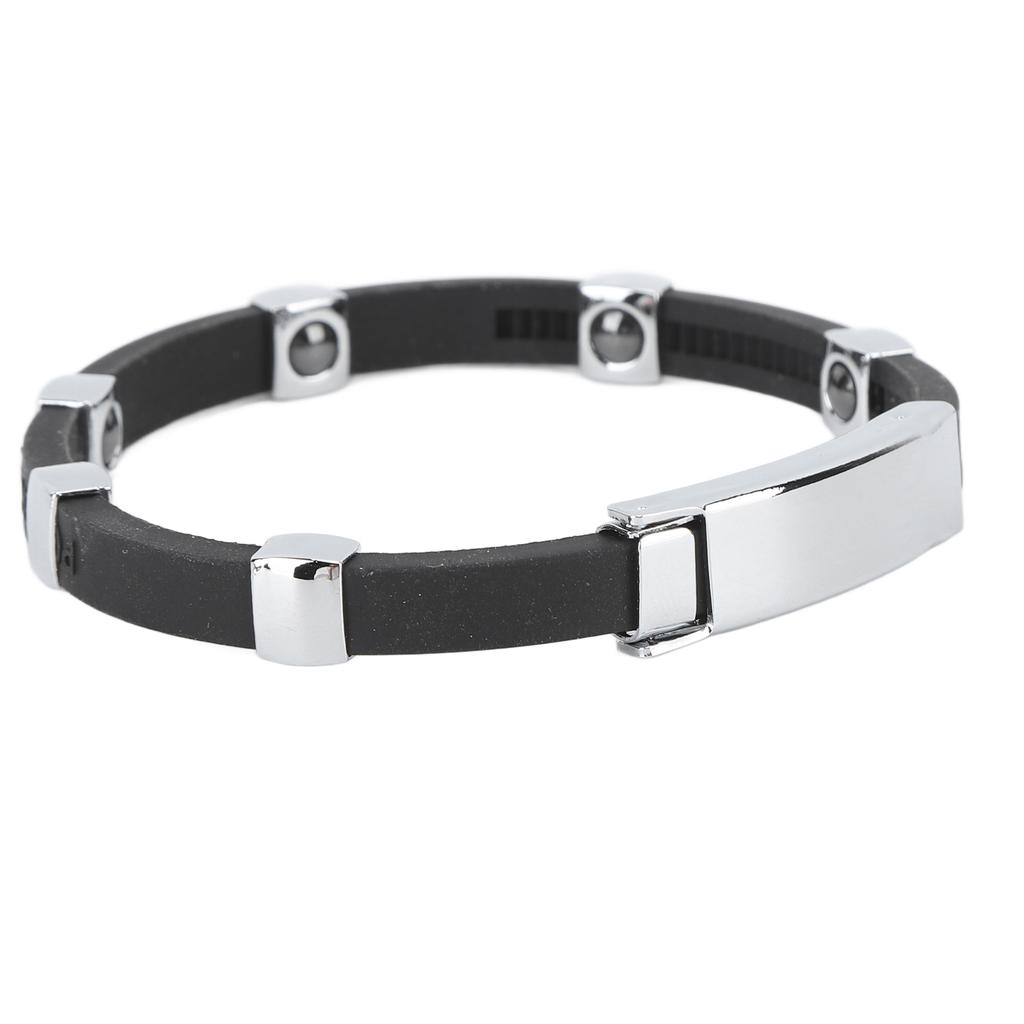 Magnetic Negative Ion Bracelet Waterproof Silicone Sports Bracelet Wristband for Balance Silver