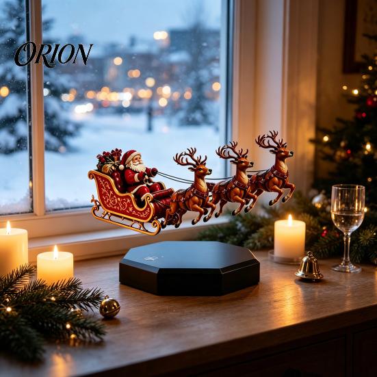 Floating Home Decor for Holidays Magnetic Levitation Santa Sleigh Christmas Decor, Claus Tabletop Decoration Ornament, Display Stand, Holiday Desktop