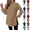 Women's Casual Semi High Neck Elastic Base Shirt Long Sleeved Solid Color Top