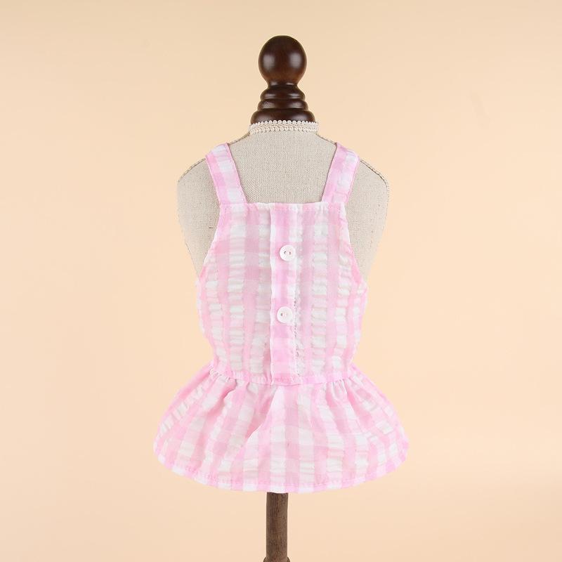 Suspender Large Checked Skirt Pet Cat Dog Spring Summer Thin French Dou Corgi Teddy Pomeranian Bear Clothing Spring