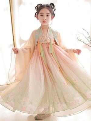 Zomerfee Hanfu Ruqun Jurk voor Meisjes - Traditioneel Chinees Tangpak voor Optredens