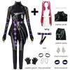 Kpop Demons Hunters Rumi Cosplay Costume Wig Black Leather Battle Suit Adult Women Coat Pants Belt Gloves Halloween Party