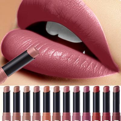 Hydrating Matte Lipstick 12 Colors Moisturizing Lip Gloss Highly Pigmented Long Lasting Lip Glaze for Daily Makeup