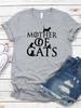 Mutter von Katzen Druck Frauen T Shirt Kurzarm O Neck Lose Frauen T-shirt Damen Mode T-shirt Tops Kleidung camisetas mujer