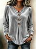 Blouse Boutonnée à Col en V en Velours pour Femme Haut Décontracté à Manches Longues Hauts Élégants en Satin