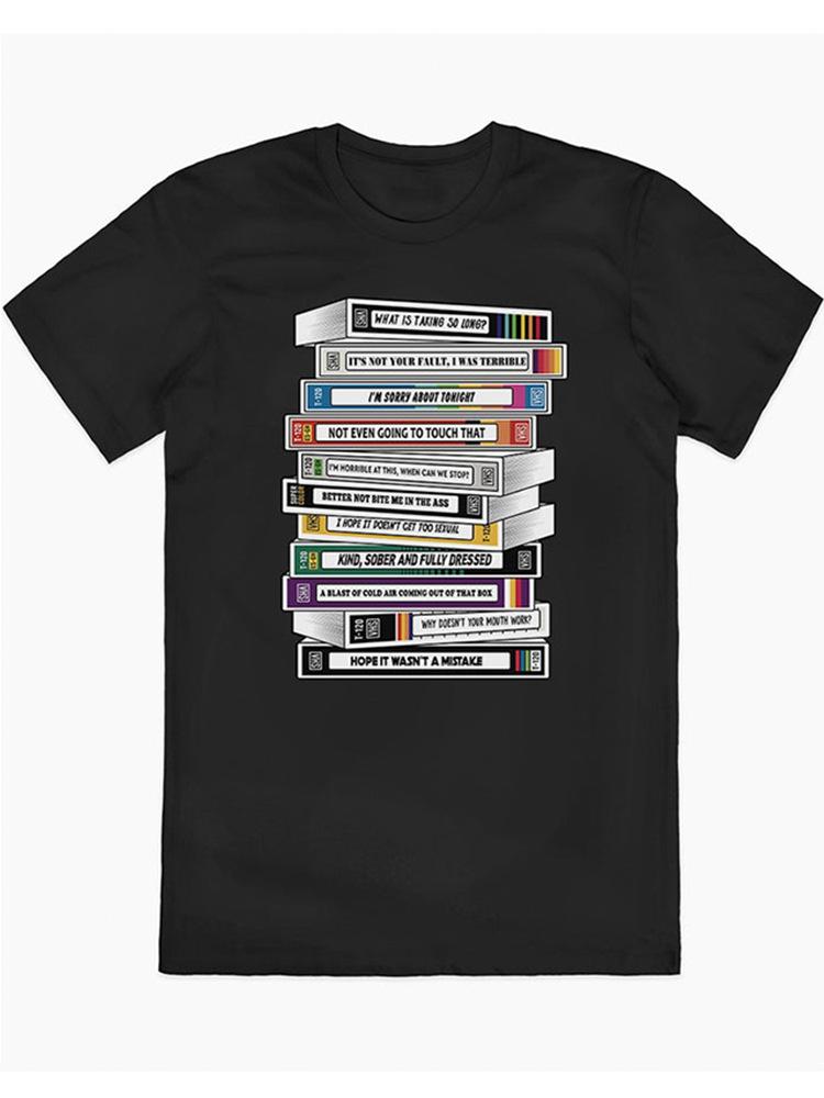 80s DVD Video Tape, American Print, Retro Casual Vintage Clothing, Pure Cotton Short-sleeved T-shirts for Men and Women