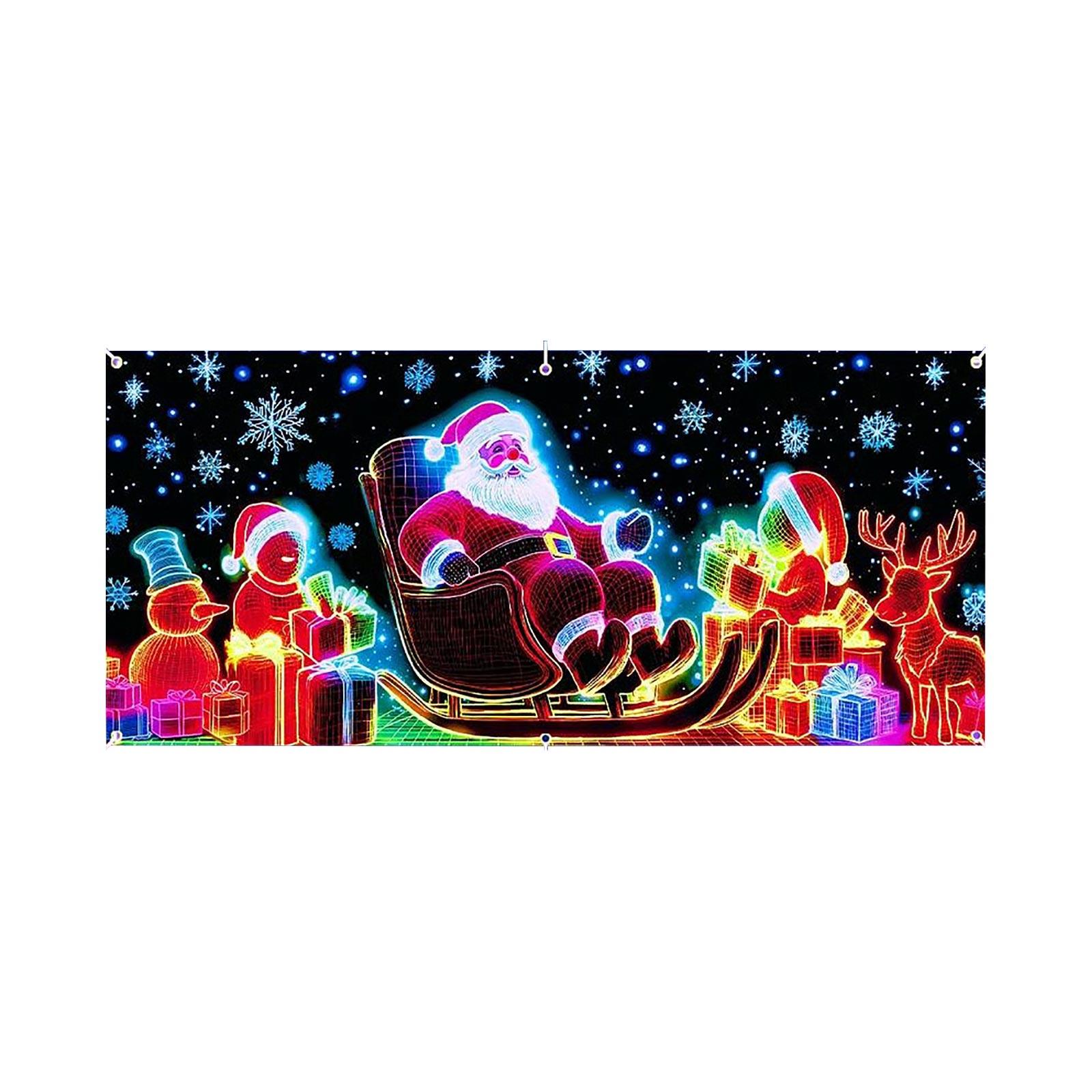 

Christmas UV Fluorescent Garage Door Cover Banner - Background For Holiday Parties, Christmas Decoration Hanging Cloth One Size