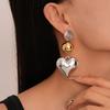 Contrast Color Metallic Geometric Love Earrings, Elegant High-end Earrings for Women