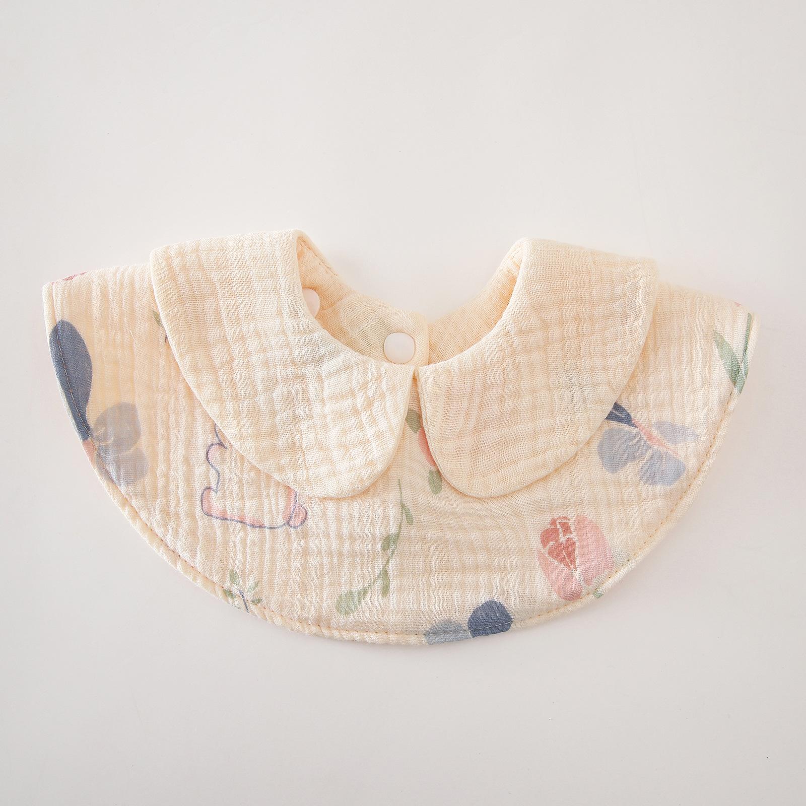 Printed Collar Baby Bibs Cotton Saliva Towel 6 Layer Gauze Baby Burp Cloths Girls Adjustable Bibs for Newborn Babies Accessories
