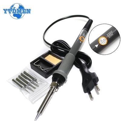 מלחם חשמלי 220V 60W טמפרטורה מתכווננת אקדח הלחמה כלי תיקון לעיבוד חוזר ריתוך תקע EU עם 5 יחידות קצה הלחמה