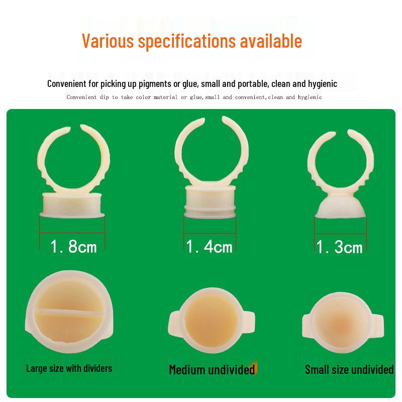 Silicone Tattoo Pigment & Glue Ring Holder for Eyelash Extension - 100 pcs Pack