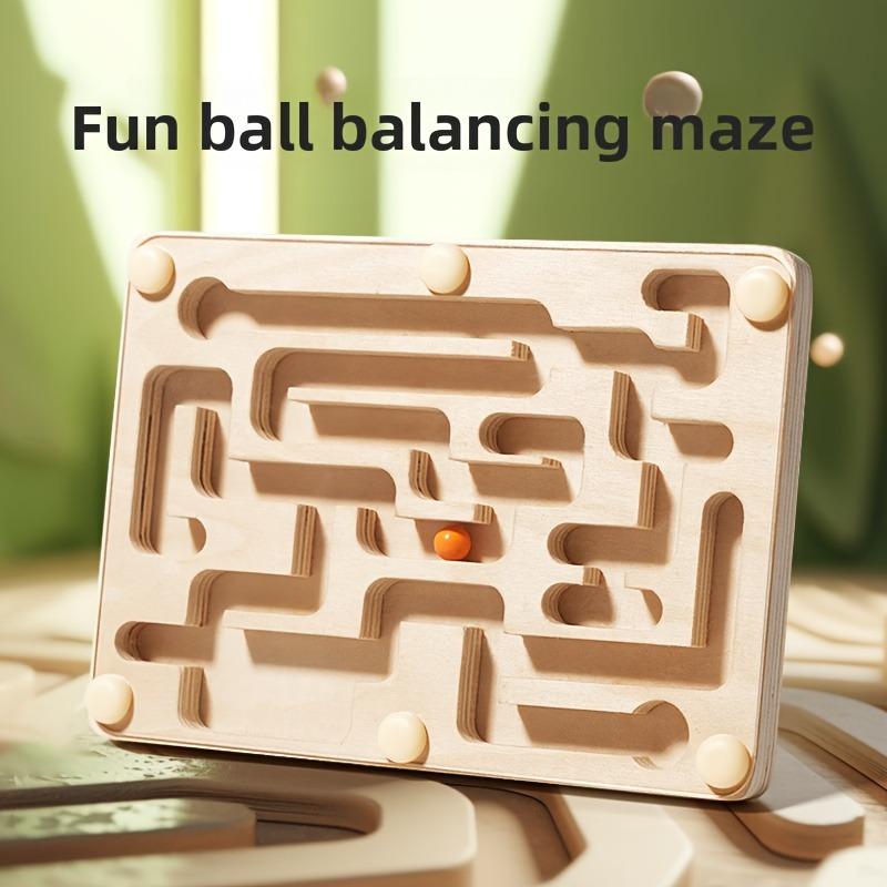 A Wooden Balance Maze Toy Made of Linden Plywood, Designed to Focus on Balance Training And Hand-Eye Coordination Through Fun Gameplay
