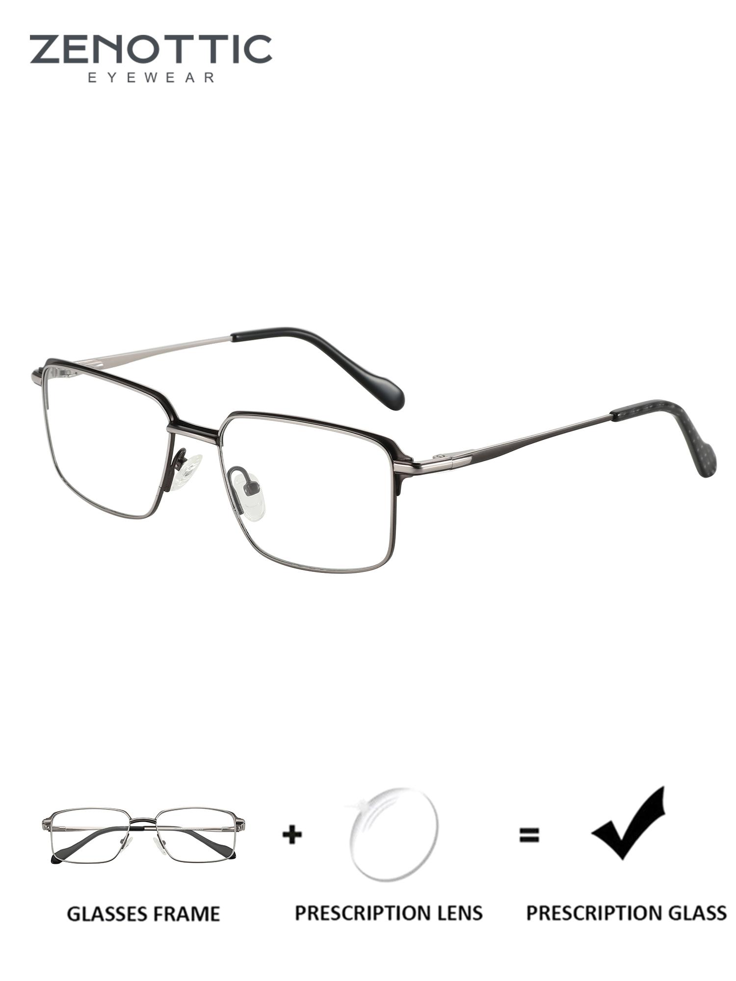 

ЗЕНОТТИК (Размер XL) Модные прямоугольные прогрессивные очки по рецепту для мужчин, очки для близорукости, высококачественные металлические оптические очки Progressive&1.67&Anti Blue Ray + Photo Grey