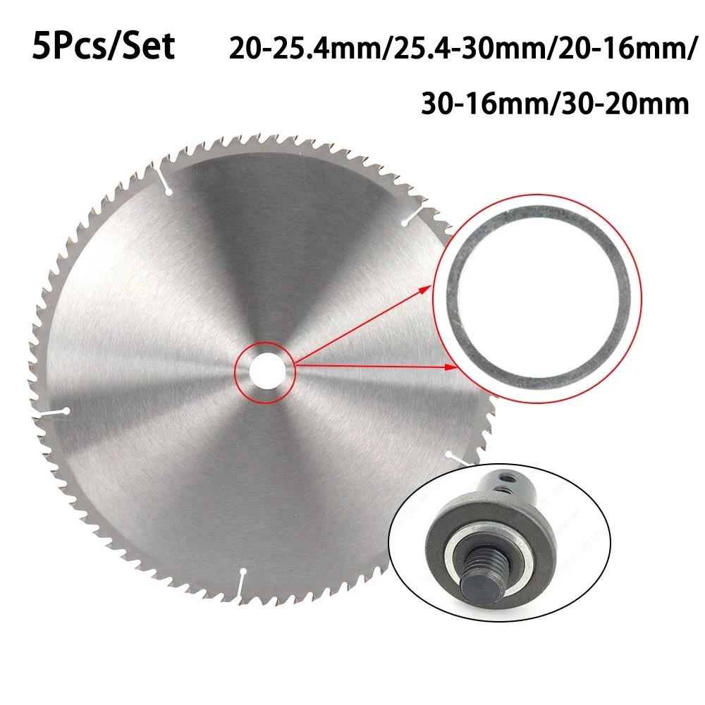 5 Pezzi Anelli Riduttori per Lama Sega 16/20/22/25.4/30/32MM Anello di Conversione Guarnizione Foro Disco da Taglio Anello Adattatore Foro Interno