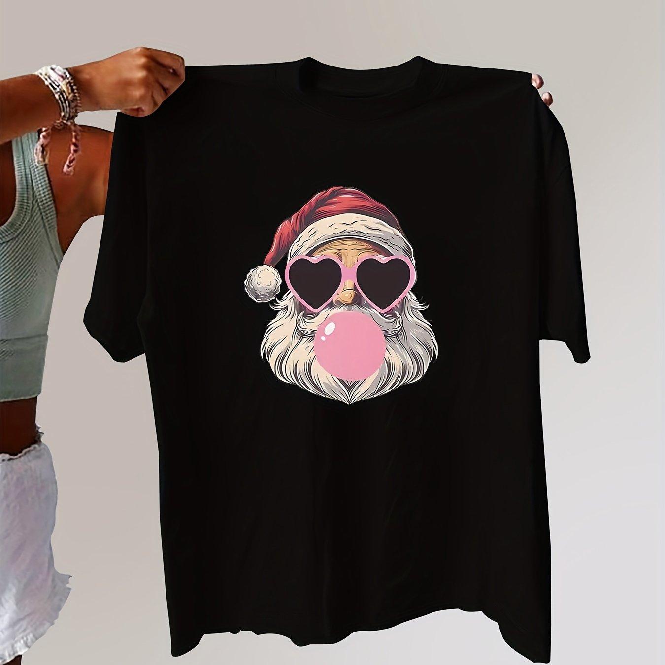 

Womens Plus Size Santa Claus Pattern Tshirt Pure Cotton Breathable Fashionable and Versatile Unisex Streetwear Oversized 4XL