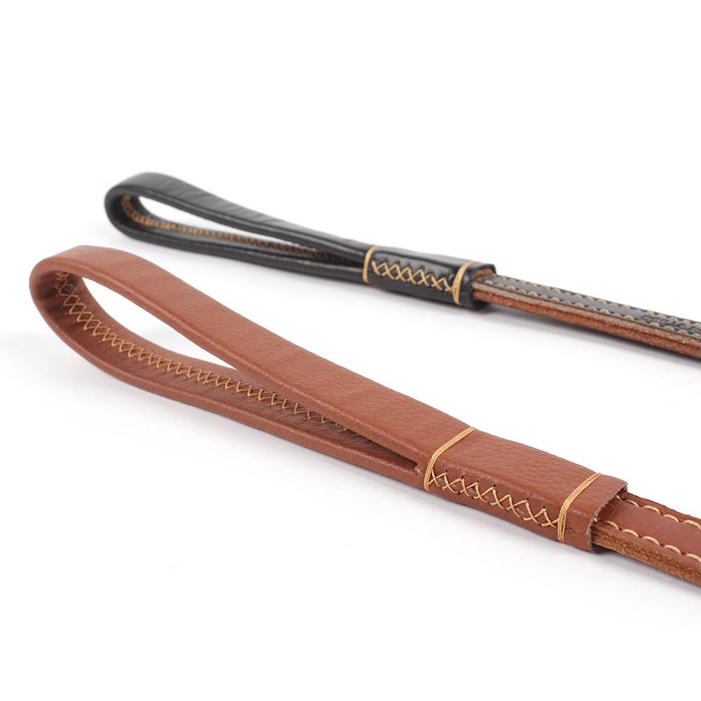 Genuine Leather Dog Leash Head Layer Cowhide Zinc Alloy Spring Cushioned Dog Leash Hand-knotted Dog Leash