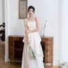 French tube top bride engagement dress women's light luxury niche light wedding dress certificate registration temperament long small white dress