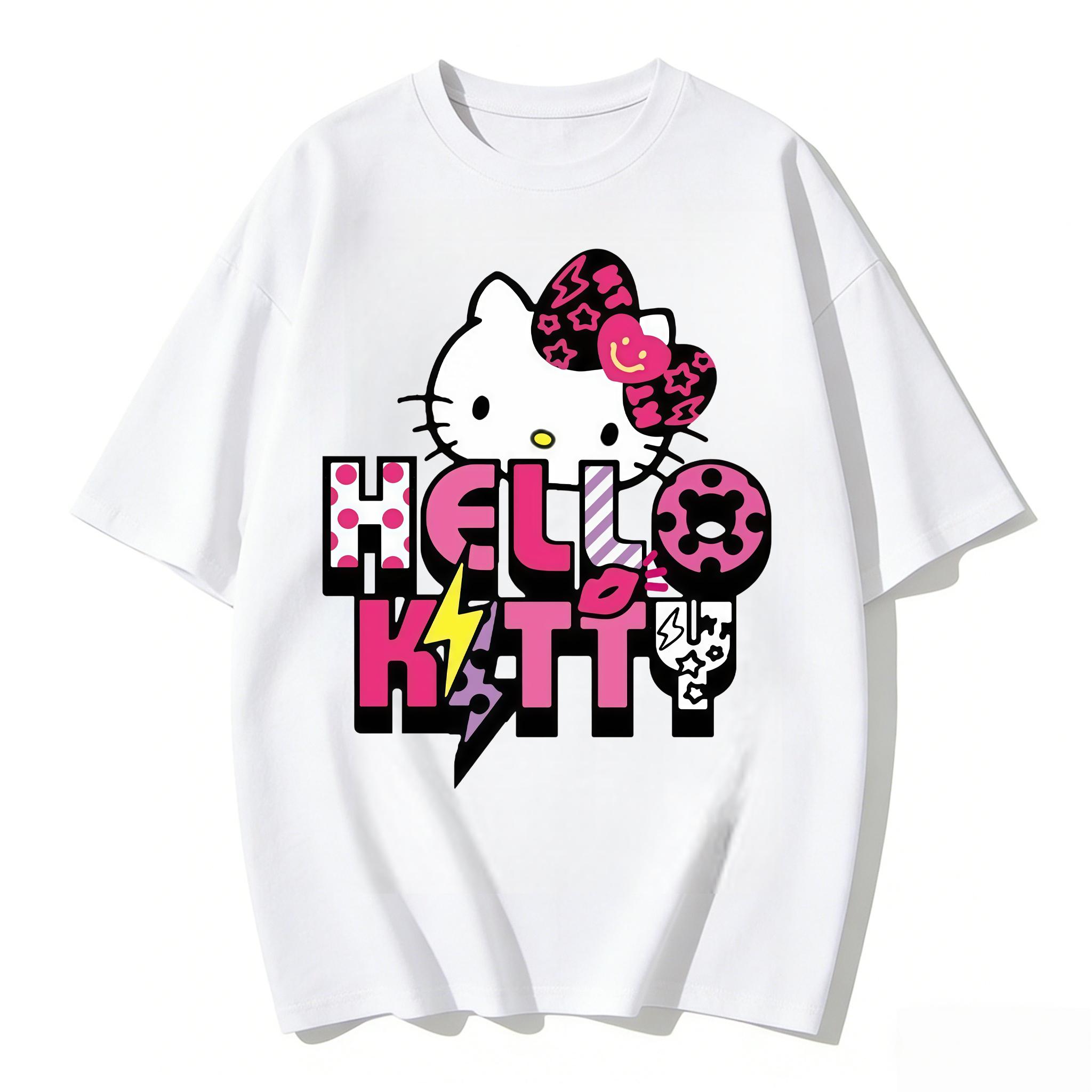 

2026 Hello Kitty Tee soft cotton short sleeve crew neck cute print lightweight summer top for Women daily casual wear S