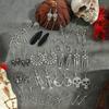 17 Pairs Antique Silver Earrings Drop Dangle Stud Earrings Halloween Thanksgiving Skull Spooky Jointed Skeleton Party Gifts