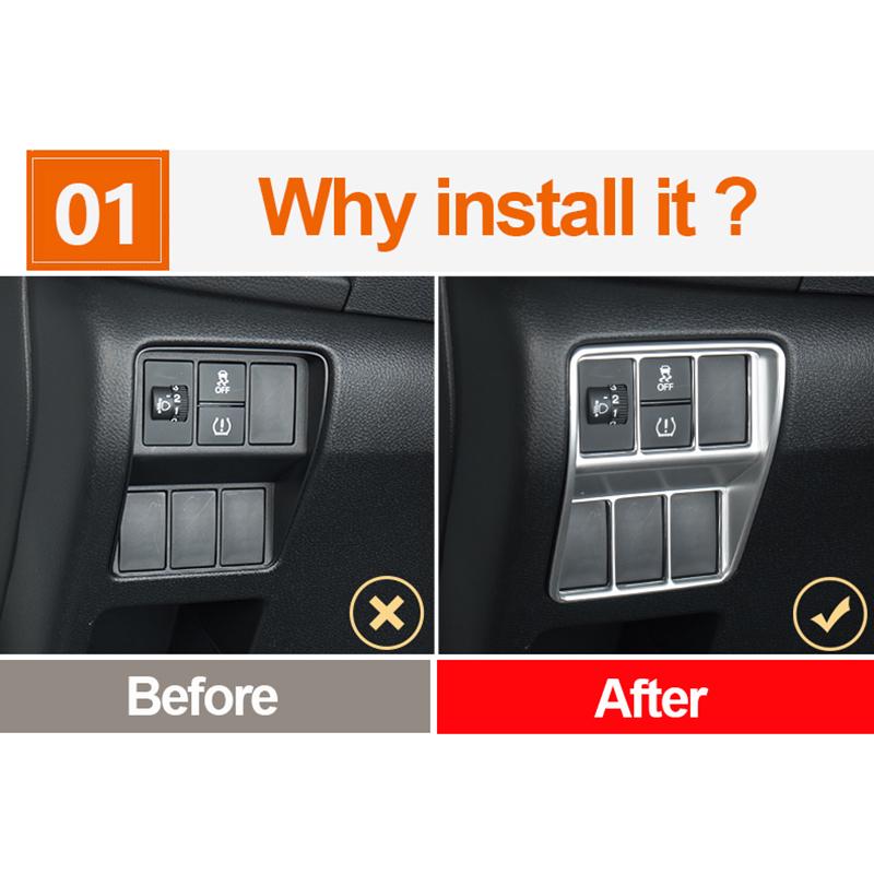 For Honda CRV 2017 2018 2022 ABS Carbon Headlight Switch Decorative Stickers Car Decoration Stickers Accessories