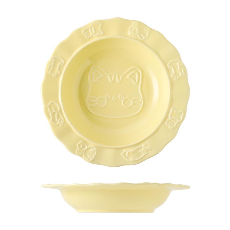 Creative Kitty Ceramic  Plate Ins Style Cartoon Cute Solid Relief Plate Dish Inventory Heart Plate Dessert Cake Fruit