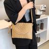 Handmade Straw Beach Shoulder Crossbody Bag Girls Envelope Woven Summer Small Hair Ball Cluth