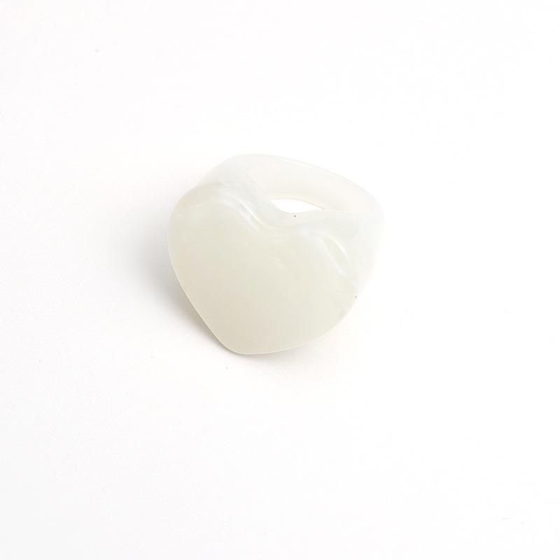 Minimalist Retro French Heart Ring Set - 2-Piece Acrylic