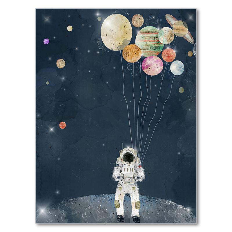 Kids Baby Nursery Room Decor Space Planet Art Print Canvas Painting Pictures for Wall Toile Decoration Murale Paintings Mural