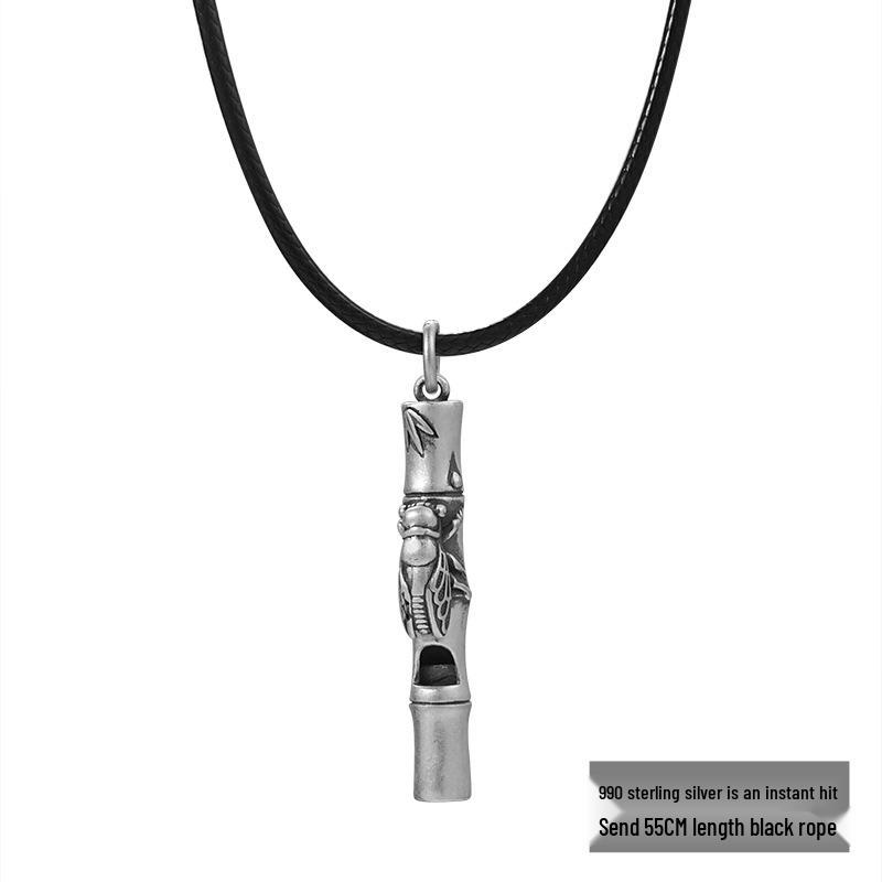 

Ожерелье-свисток из серебра 990 пробы для мужчин и женщин – простой, стильный аксессуар-подвеска Standard Size